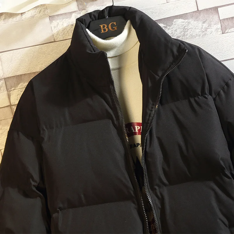 Winter New Men's Outwear Fashion Zipper Baseball Shirt Cotton Shirt Japanese Harajuku Short Thickened Cotton Shirt Handsome