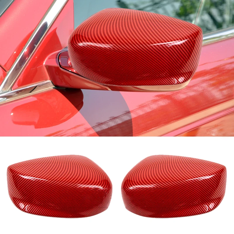 

1 Pair Side Door Wing Rear View Mirror Cover Trim Cap Carbon Fiber Style Red Fit for Honda Accord 2013 2014 2015 2016 2017