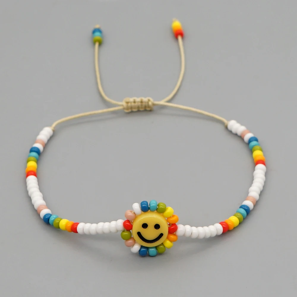 Браслет Go2Boho с улыбающимся лицом цветком и маргариткой радужные браслеты