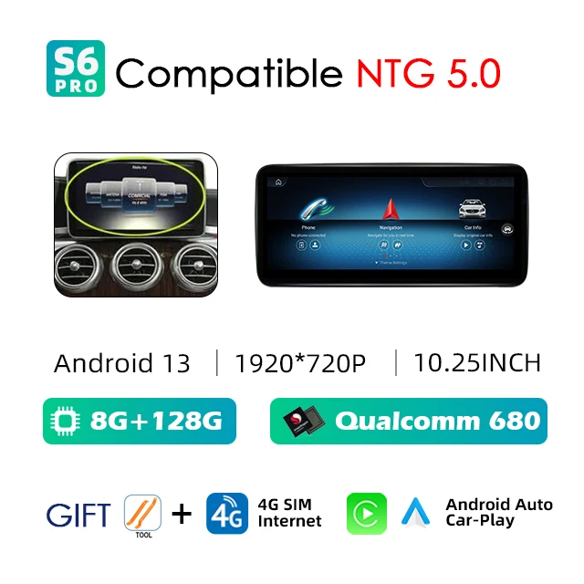 

Android Auto Wireless CarPlay для Mercedes Benz C Class W205 GLC X253 V W446 Автомобильная мультимедийная навигация GPS DSP Qualcomm 680