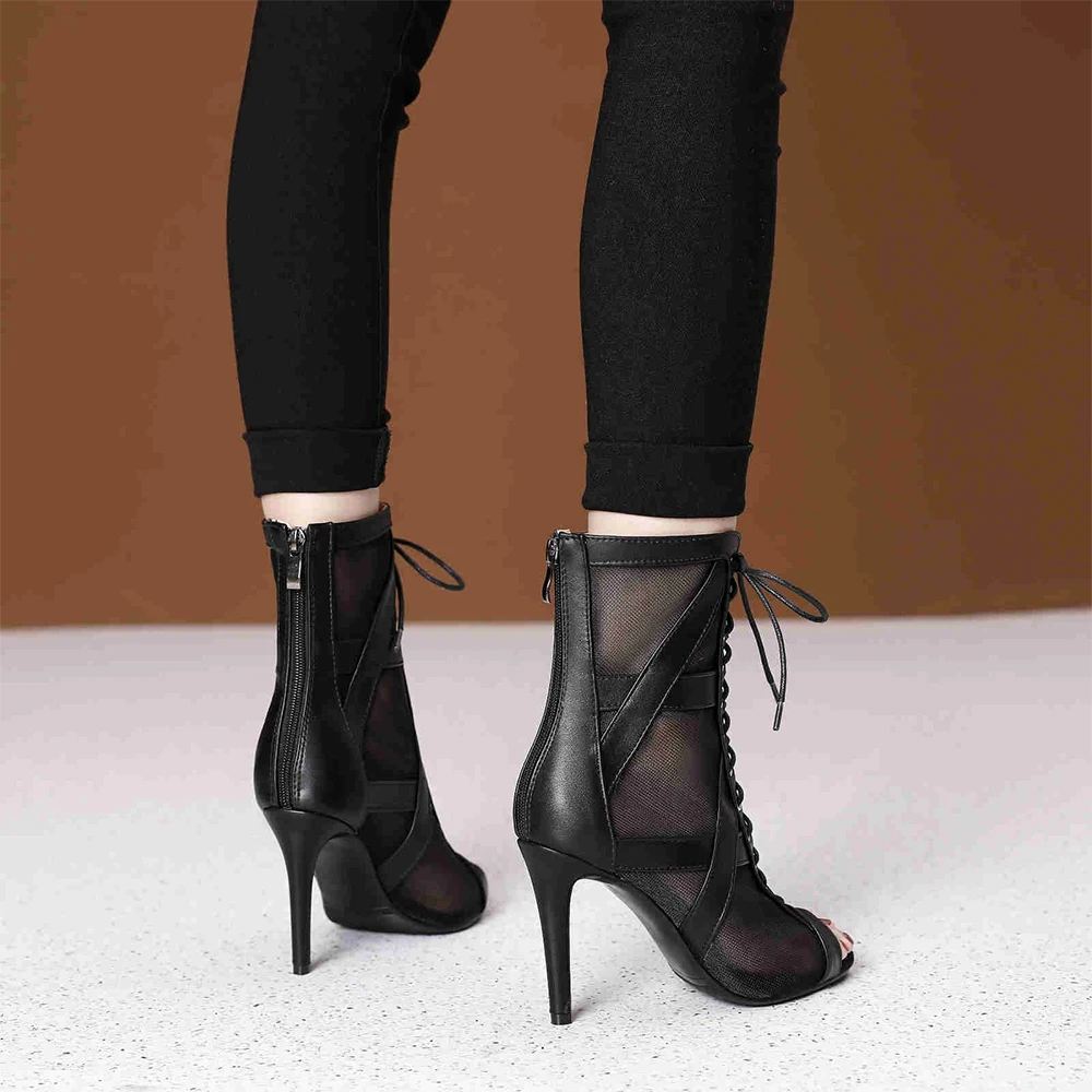 2022 High Quality Leather Dance Booties Rubber Outsole Latin Ballroom Dancing Shoes Women Salsa Party Dance Shoes