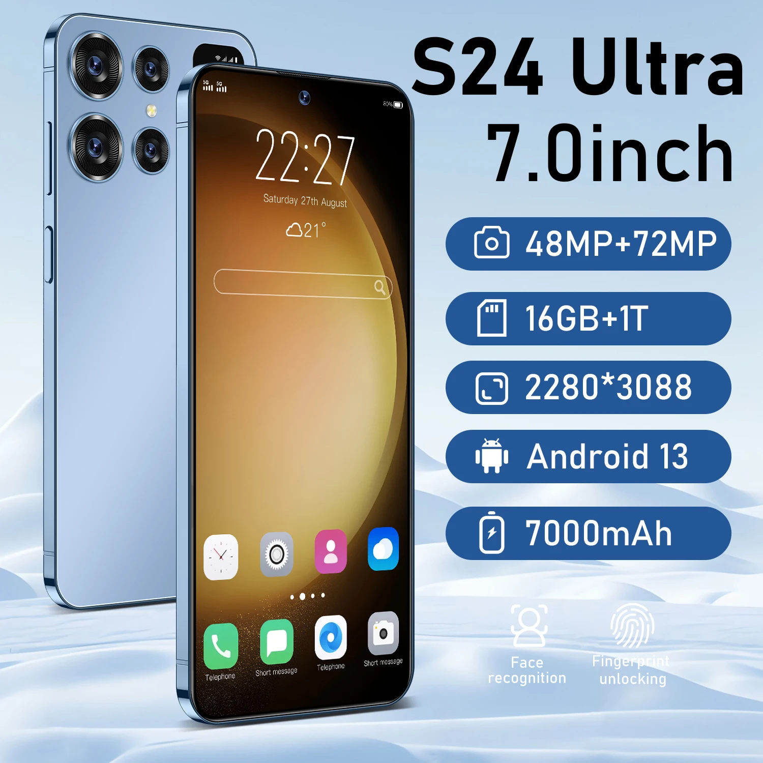 

Смартфон S24 Ultra с экраном 7000 HD, оригинальный телефон 16 ГБ + 1 ТБ, телефон с двумя Sim-картами, Android, разблокированный, МП, мАч