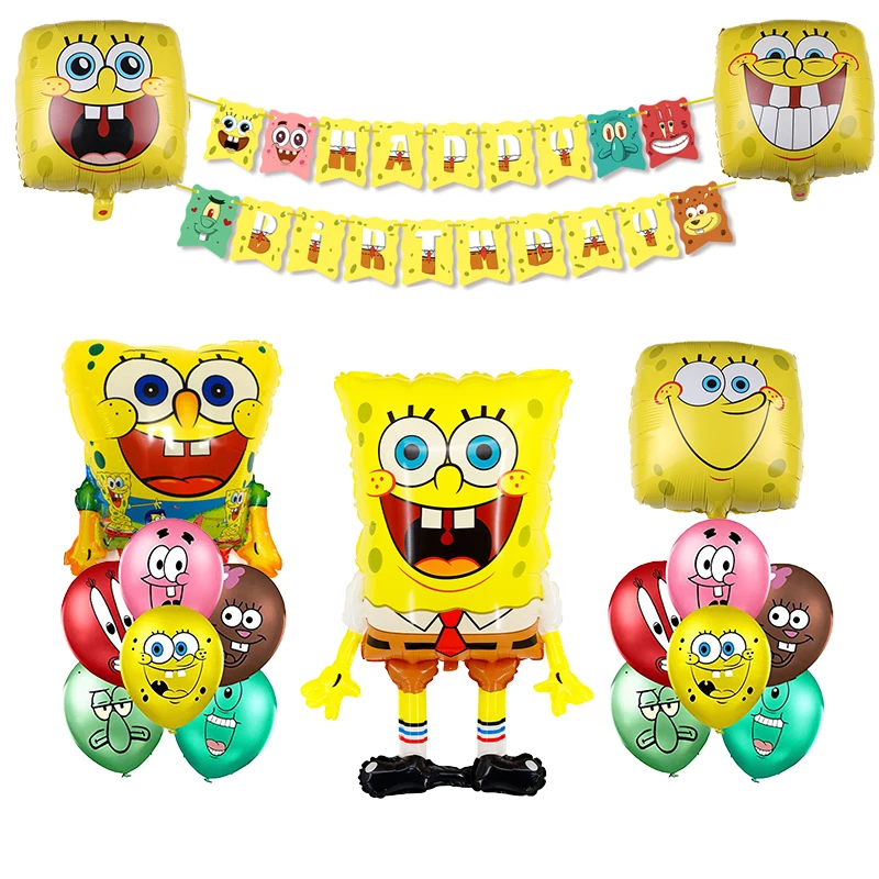 

Cartoon Sponged Boy Balloon Birthday Party Backdrop Decoration Party Supplies Banner Cake Topper Kids Toys
