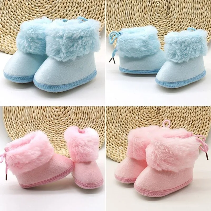 

Infant Baby Autumn Winter Boots For Girls Boys Fuzzy First Walkers Anti-Slip Sole Warm Sneakers Crib Shoes Snow Boots