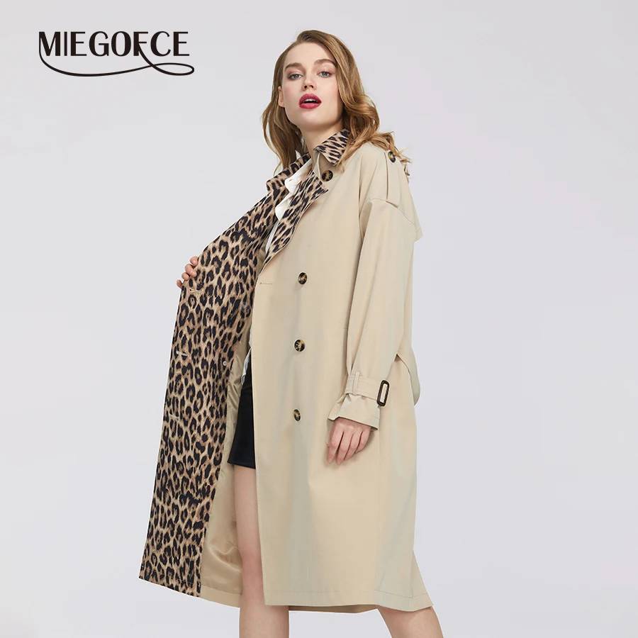 

MIEGOFCE 2022 Spring New Collection Women’s Windbreaker Free Fashion Casual High Quality Windbreaker Has Belt Button Down Cloak