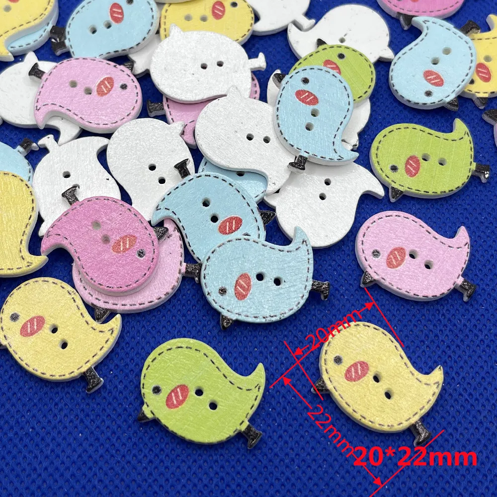 20 шт. 20*22 мм деревянные пуговицы с изображением птиц Мультяшные животные случайный многоцветный рукоделие орнамент Скрапбукинг Ремесло