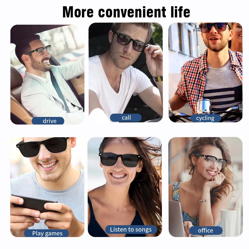SENBONO умные очки беспроводные Bluetooth наушники для звонков с микрофоном стерео