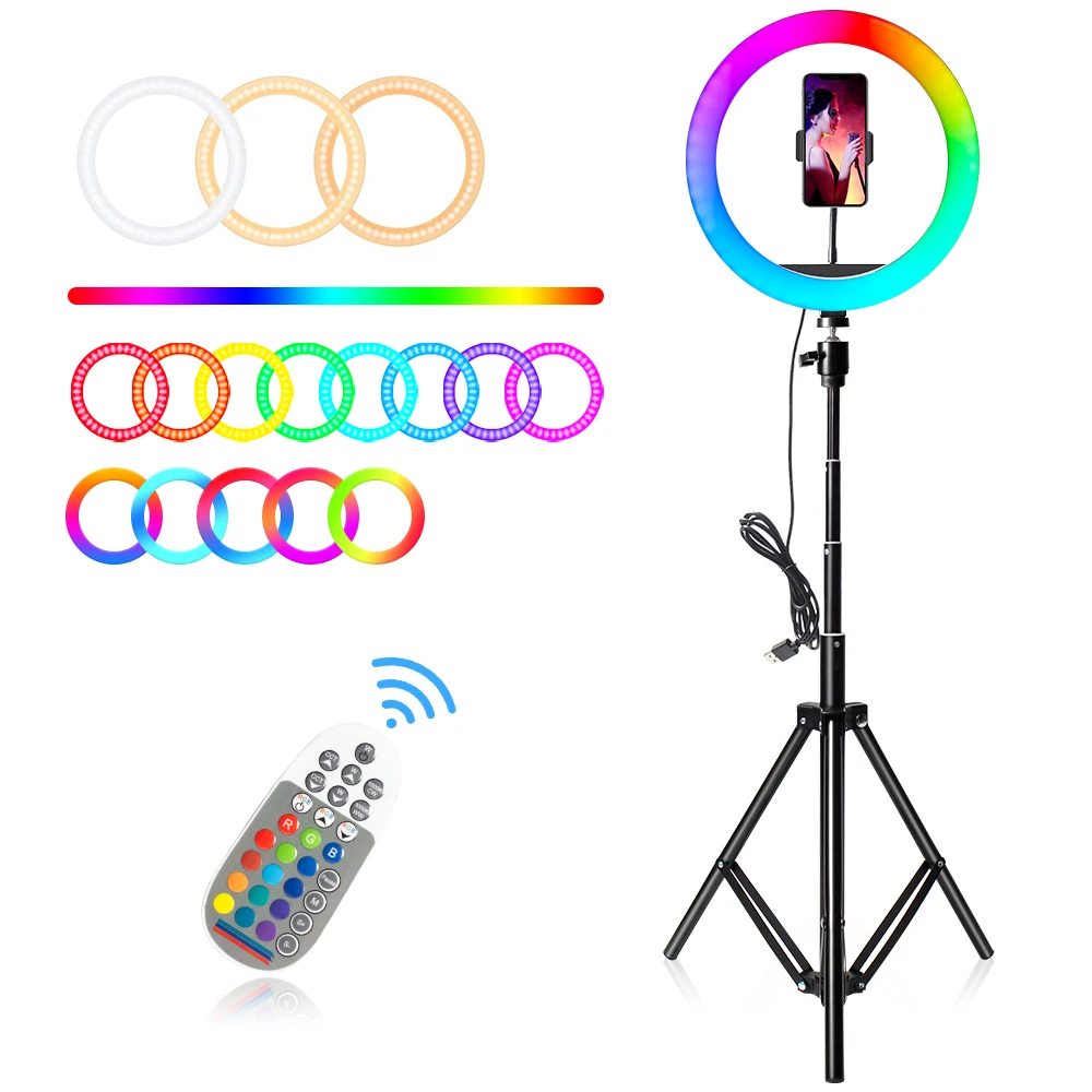 

10in 12in Ring Light Tripode Con Aro De Luz Led Round Video Lamp Luz Led 3200-6500K Para Telefono Streaming Foto Selfie
