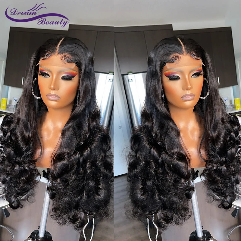 Natural Black Loose Wave Wigs For Women 13X4 Lace Front Human Hair Wigs Brazilian Remy Brazilian Preplucked Hair Glueless Lace