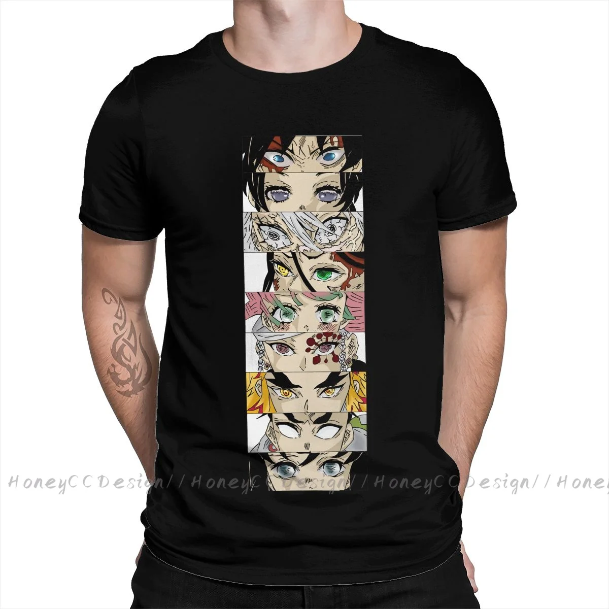

Men TShirt Hashira Panel Unisex Clothes Shirt Design Demon Slayer O Neck Cotton T-Shirt Plus Size