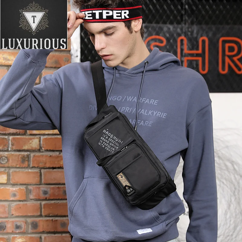 

New Waterproof Nylon Waist Bag For Men Multi-function Anti-theft Belt Fanny Pack Trend Messenger Shoulder Bags Male Chest Pocket