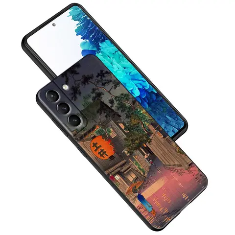 Чехол для телефона в японском стиле Ukiyo-e для Samsung Galaxy S25 S24 Ultra S23 Plus S20 S21 FE S22 S24FE 5G, черный мягкий чехол