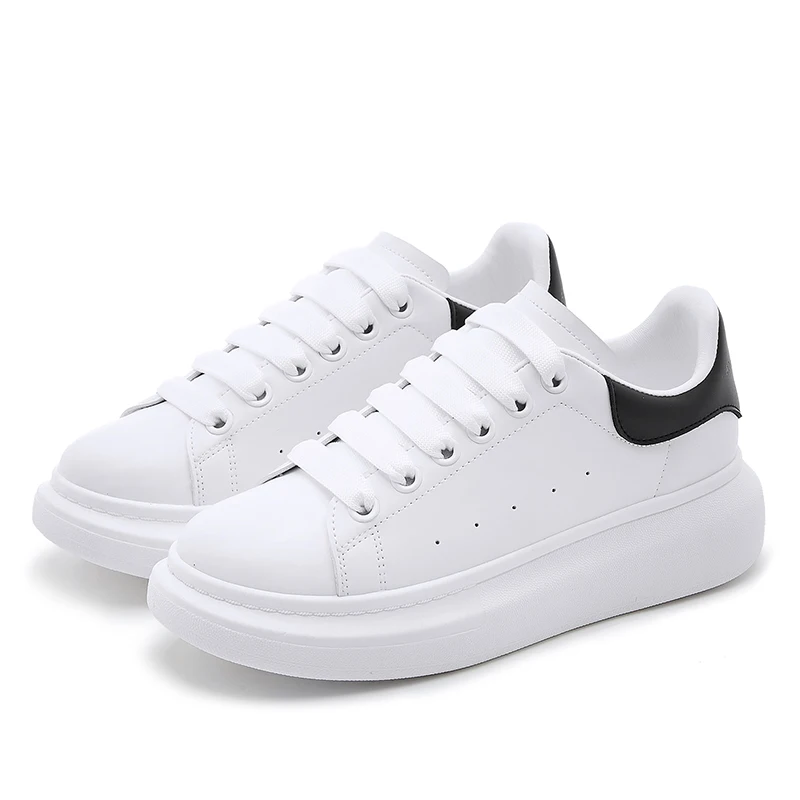 

Elastic Band Summer Leather Fashion Breathable Light Women Sport Shoes Lady Platform Korean White Board Sneakers for Women