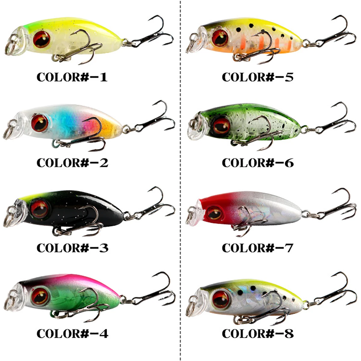

3.1g/4.3cm Hard Fishing Lures set Minnow Lures set with hooks for befinner starter for Saltwater Freshwater catch big fish