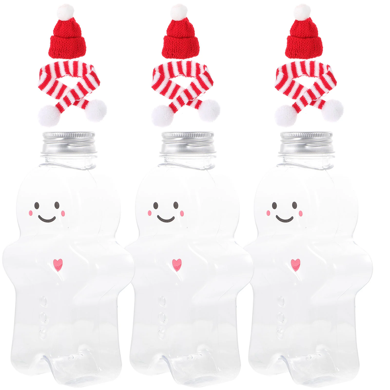 

Christmas Gingerbread Man Bottles Plastic Empty Juice Bottles With Hat And Scarf Milk Tea Water Bottle Drinking Cup