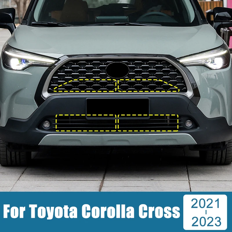

For Toyota Corolla Cross XG10 2021 2022 2023 Hybrid Stainless Car Front Middle Grille Insect Anti-Mosquito Dust Net Accessories