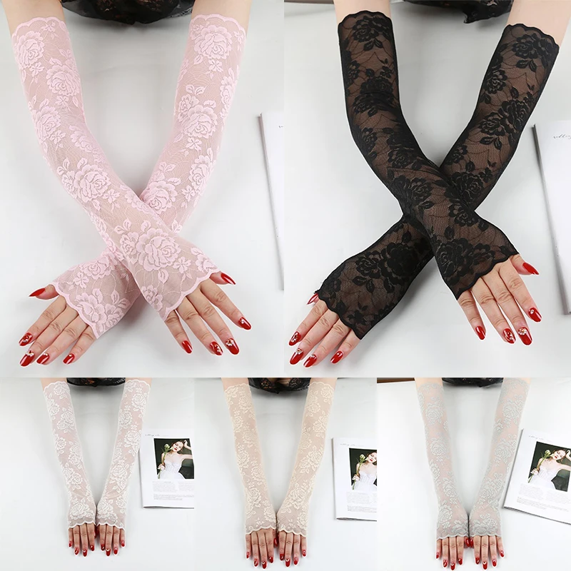 

2022 New Lace Arm Cover Arm Cuff Sunscreen Arm Sleeve Cover Flower Solid Gloves Summer Fashion Ice Silk Sunscreen Arm Warmers