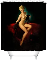 bathroom decor shower curtain snaked sexy pin up girl on bed bath curtains body art work painting style polyester fabric curtain