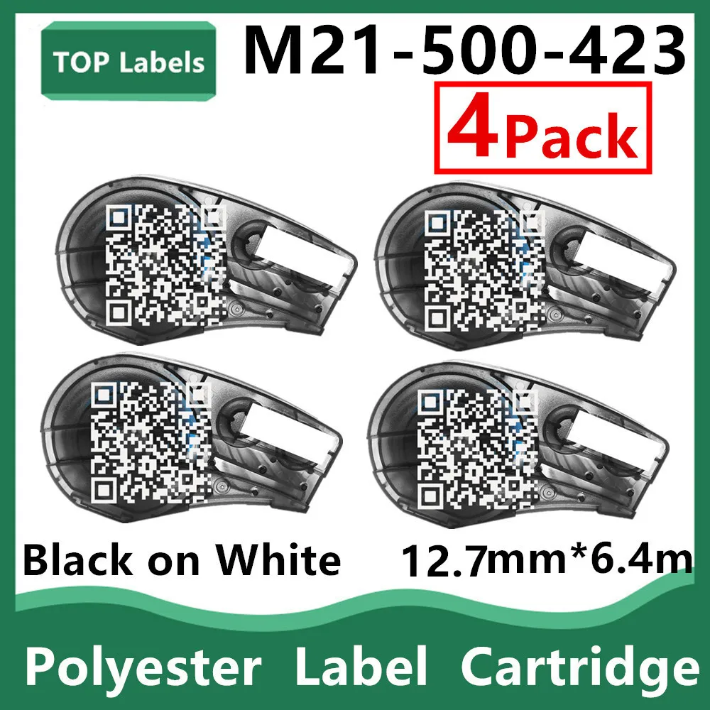 4PK Compatible M21-500-423 Cartridge Maker,Character,Barcode,Or Graphic Labels With High Quality And Clarity, Black on White