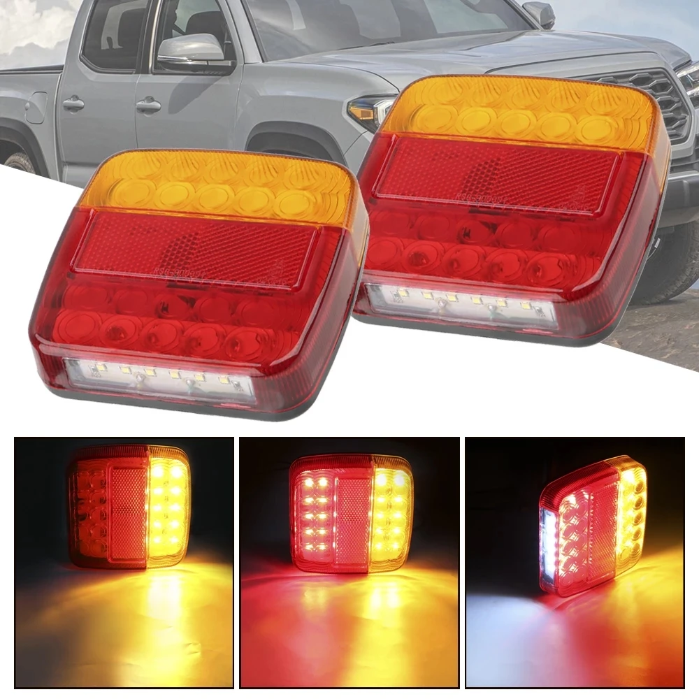 

2pcs LED Tail Light Trailer Truck Caravan Taillight 1 Pair Turn Signal Indicator Number Plate Light Rear Reverse Brake Stop Lamp