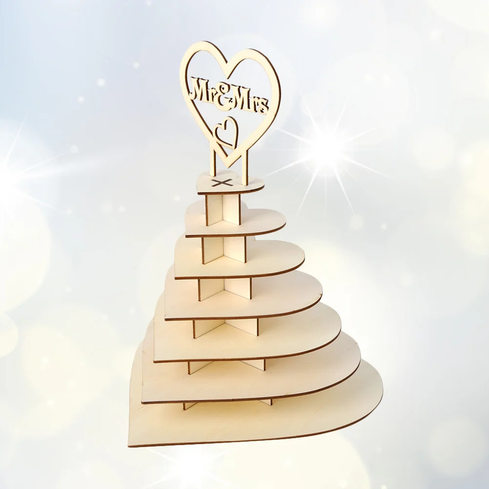 

Stand Display Rack Dessert Chocolate Decorative Wooden Cupcake Cake Mini Plate Candy Forparty Pastry Tree Heart Table