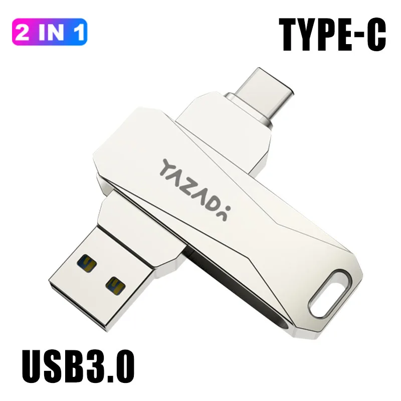 

USB Flash Drive Type-c Port Car FM Modulator Bluetooth High Speed Memory Drive 32 64 128GB For Phone Table Photos Data Storage