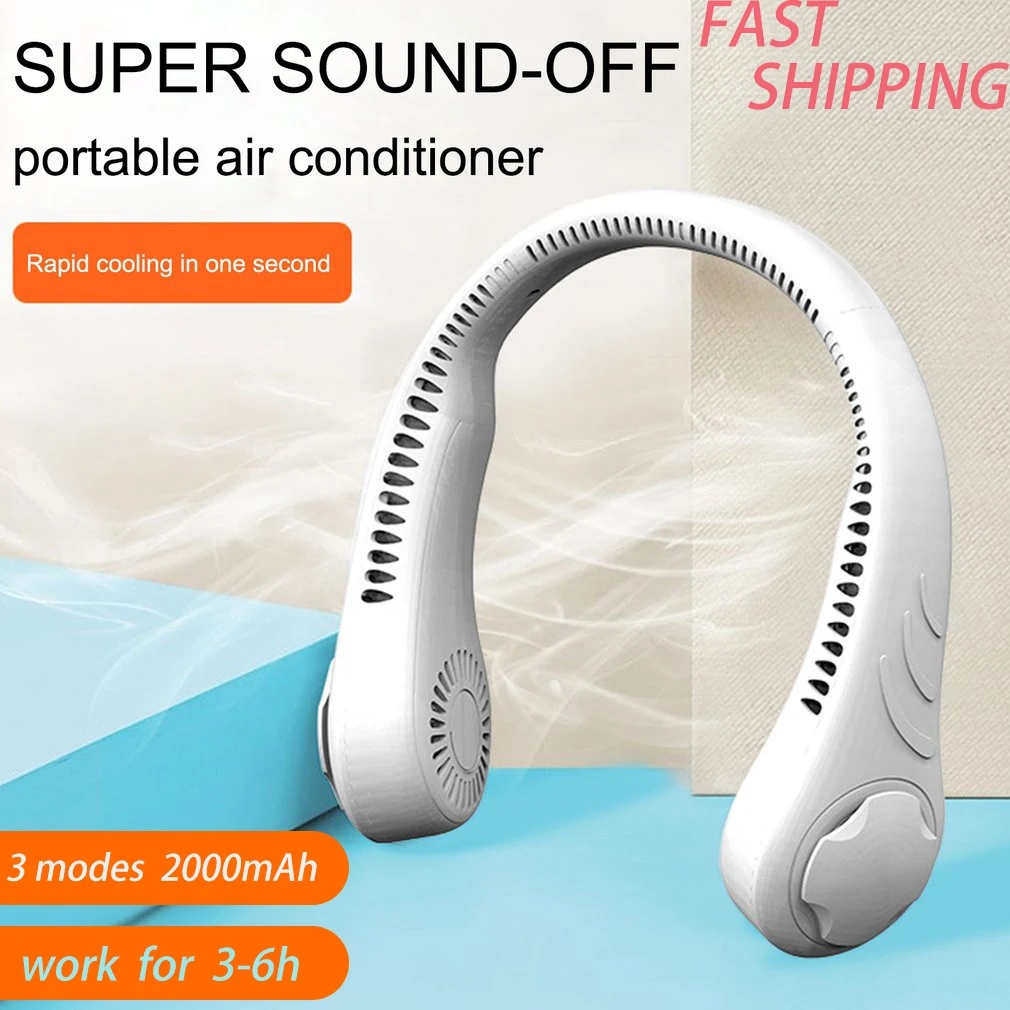 

USB Portable Neck Fan Electric Wireless FAN USB Rechargeable Mini ventilador cooling Bladeless Mute Neckband Fan for Sports