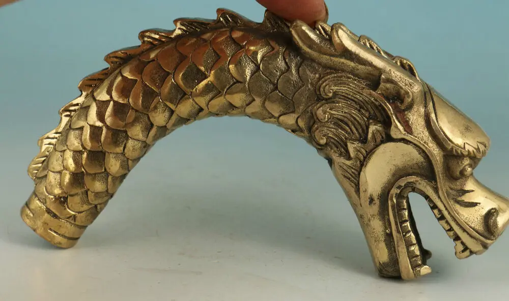 Азиатская старинная медная резная статуя горячего дракона