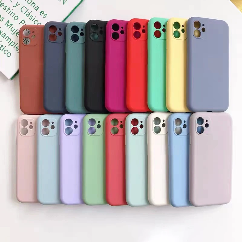 

NEW Ultra Thin Luxury Square Original Liquid Silicone Case For iPhone 12 13 11 Pro Max 13 12 Mini Xs Max 8 7 Plus X Xr 6 6s Case