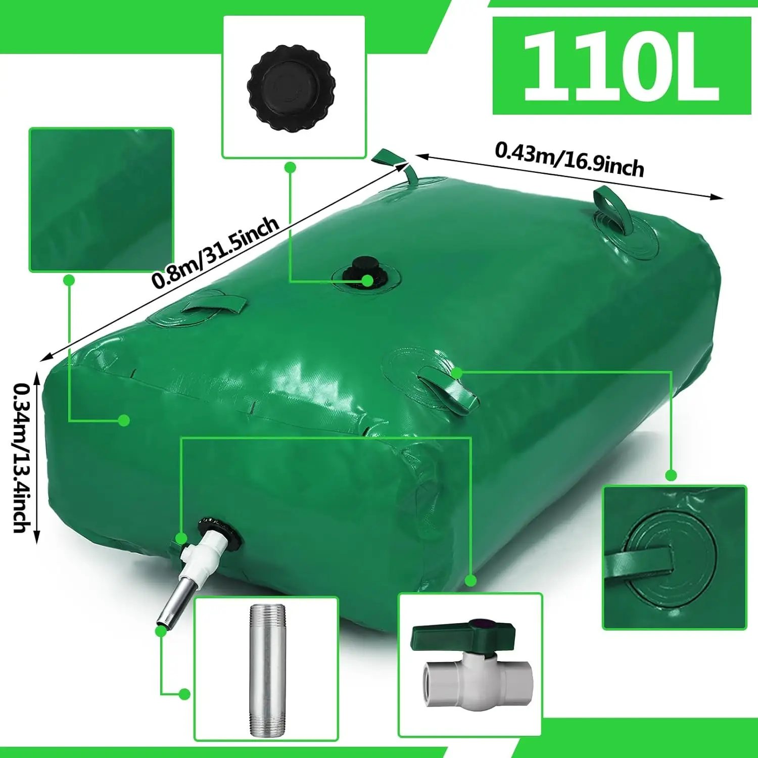 Резервуар для воды Портативный контейнер с краном Грузовик на колесах Сумка