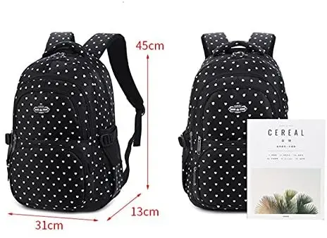 Candy Color Students Satchel Shoulder School Bag Lovely Heart Prints Large Capacity Backpack
