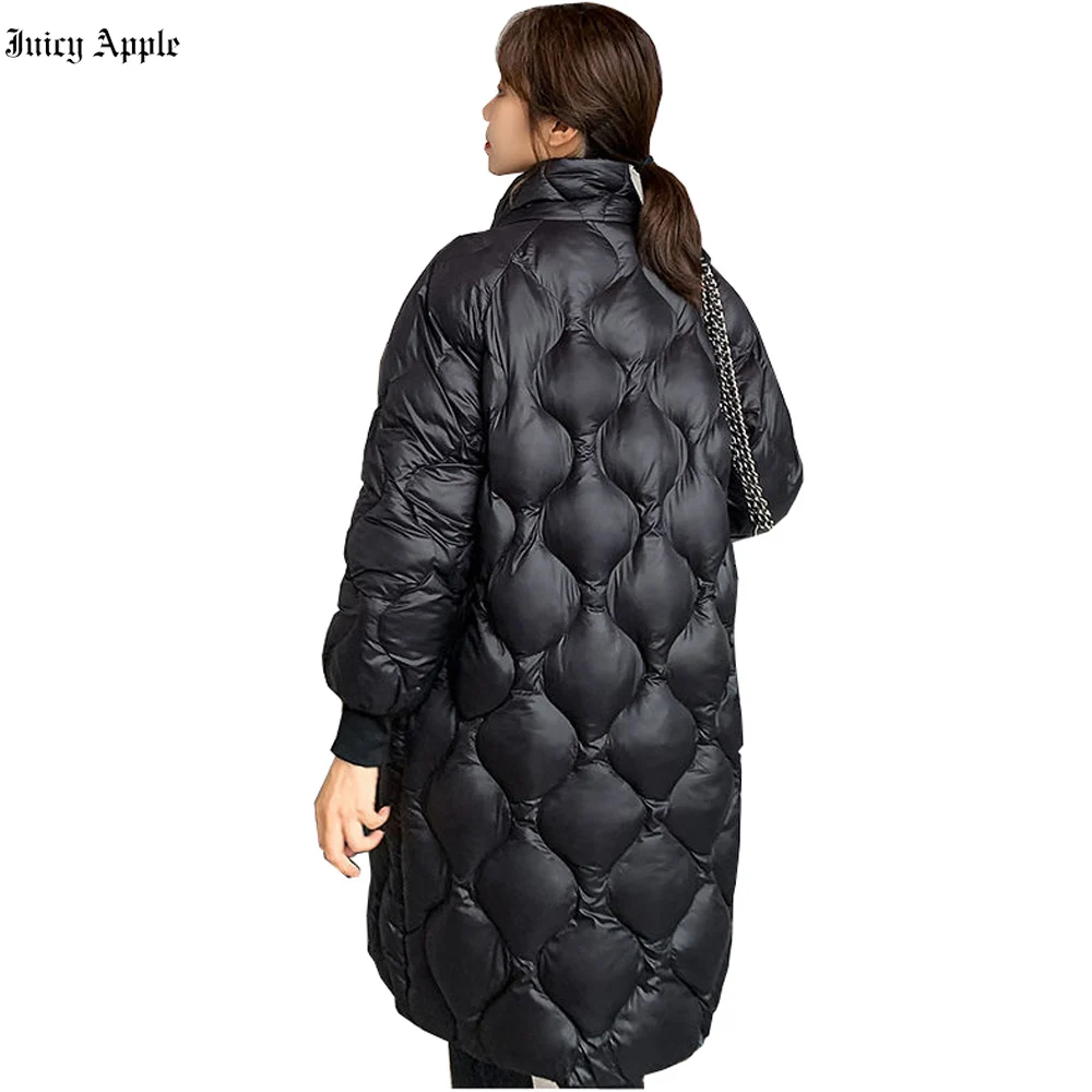 Winter Parkas 2022 Woman's Long Standing Collar New Solid Bright Face Over Knee Jacket Winter Thick Casual Streetwear Coats Y2k