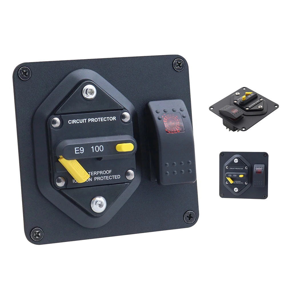 

2 in 1 High Amp Marine Rated Circuit Breaker Panel Ship Type Rocker Switch ON-OFF Toggle Combination With Manual Reset Switch