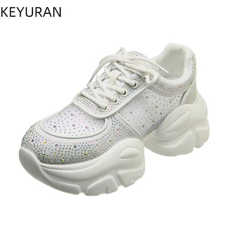 

Женские кроссовки со стразами, сетчатые дышащие кроссовки на платформе, Вулканизированная подошва, повседневная обувь, весна-лето 2023