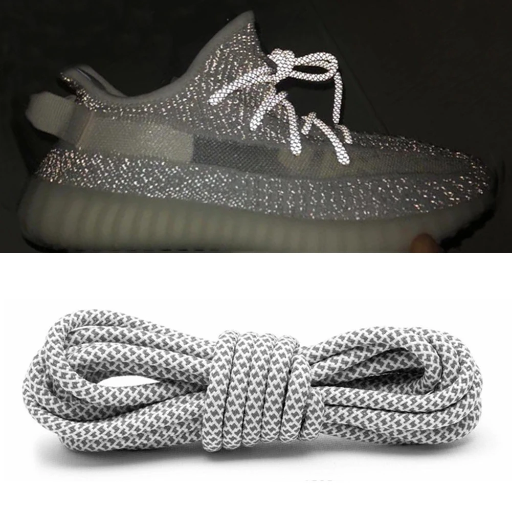 1 Pair Reflective Shoelaces Top Quality Round Shoe Laces Boots Sneaker Shoelace Length 120cm Running Shoelace Unisex Shoe Laces