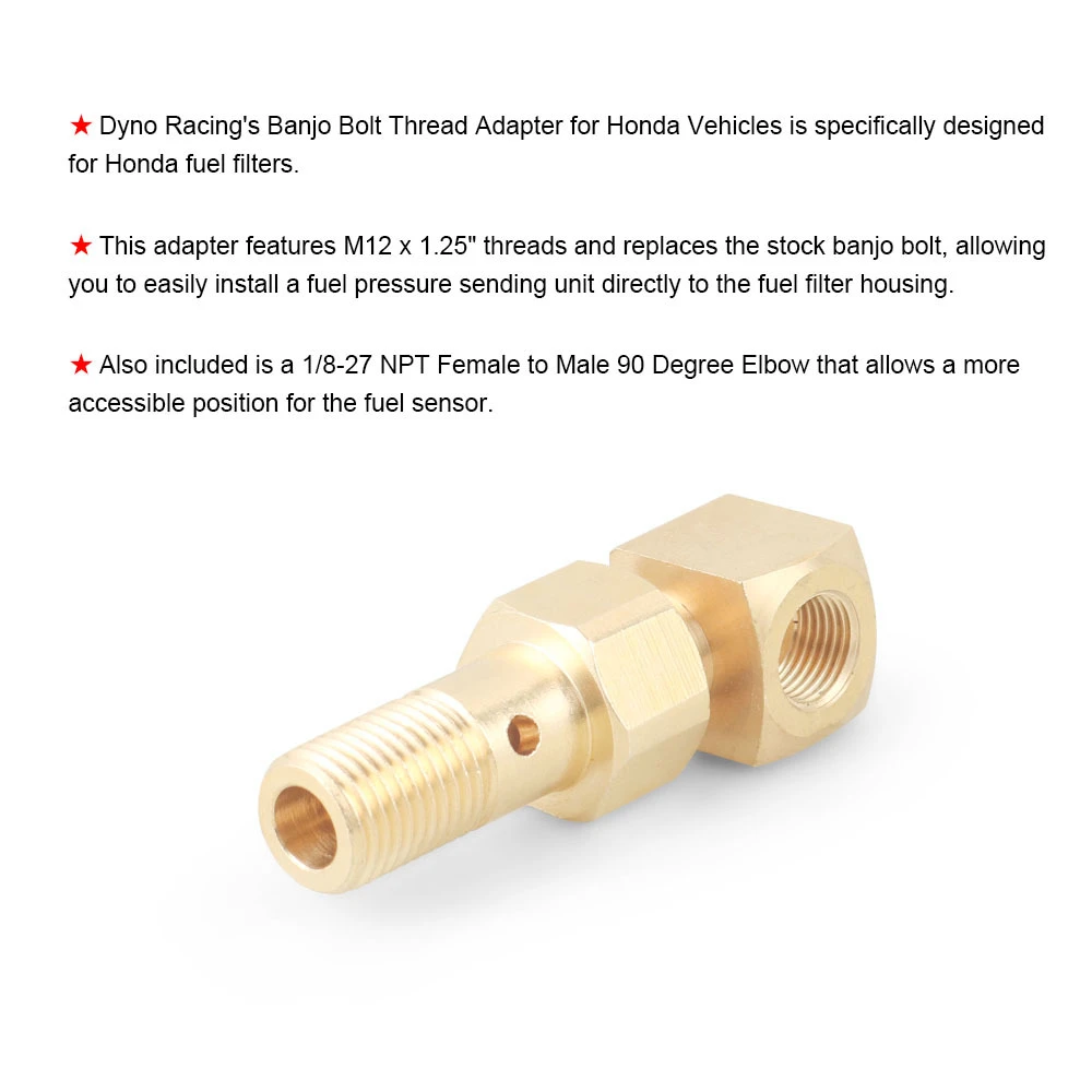 Манометр топлива для Honda Banjo Bolt Adapter M12 x 1 25 to 1/8-27 NPT
