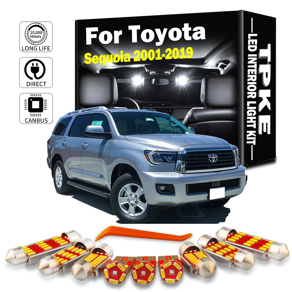 

TPKE For Toyota Sequoia 2001-2019 Car Accessories Canbus Error Free LED Interior Reading Light Kit Map Dome License Plate Lamp