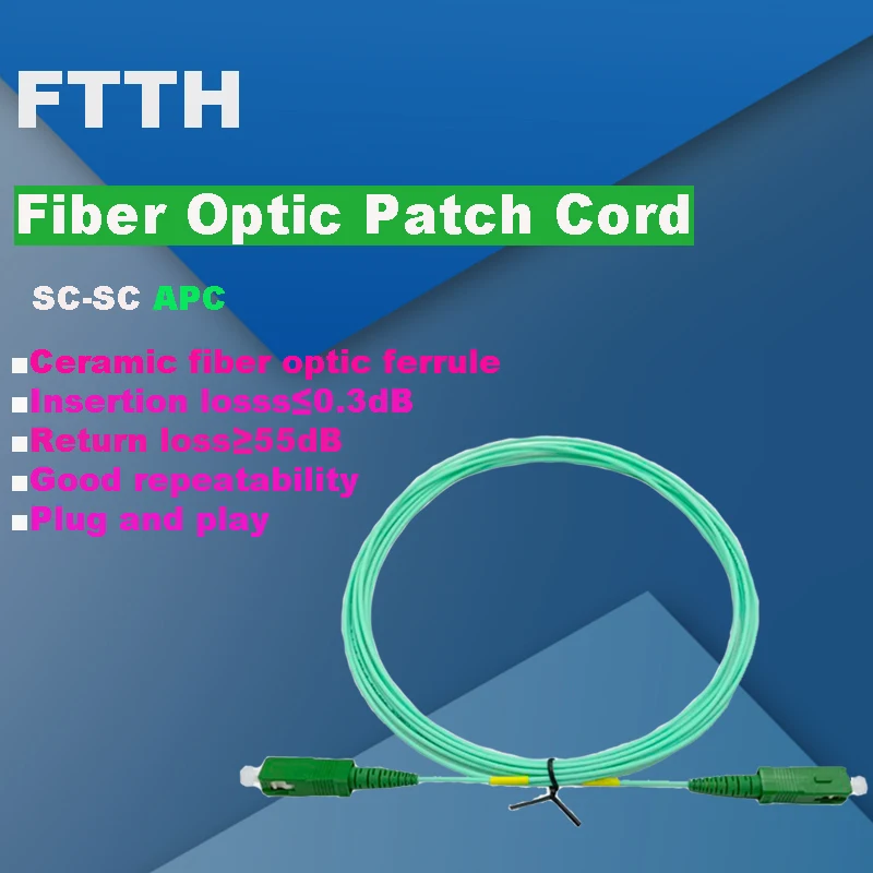 

FASO 50-200PCS SC/APC-SC/APC Fiber Optic Patch Cord 3.5m Simplex 1.6mm SM G657A2 Jumper Cable Fiber Patch Cable