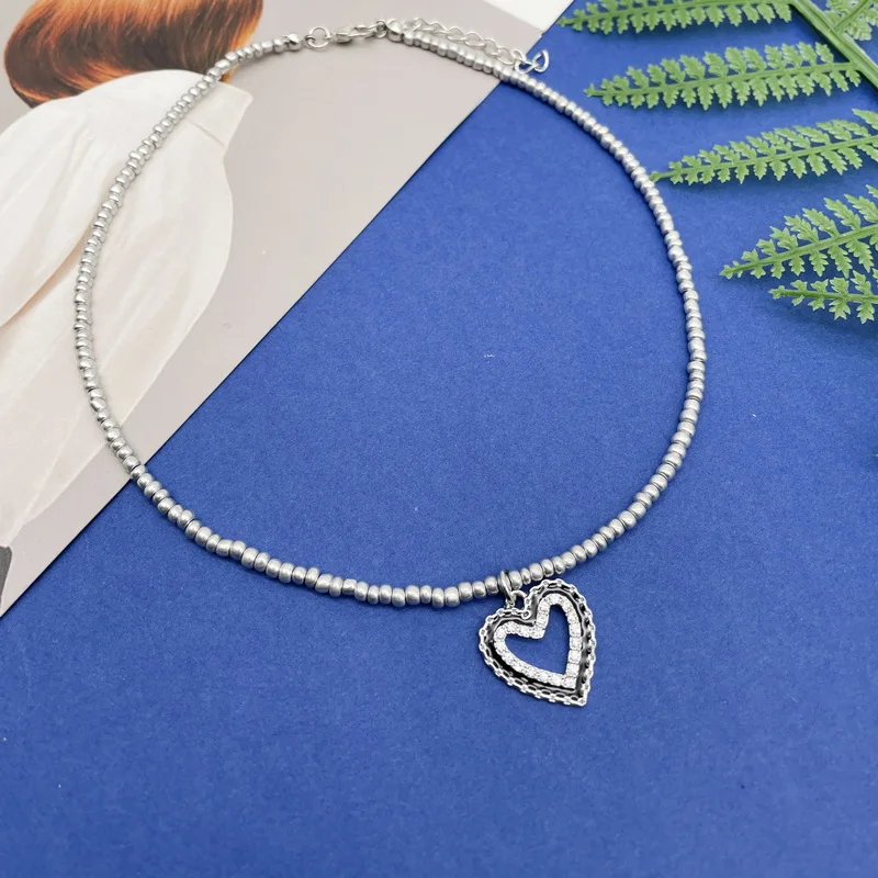 Простые бусины подвеска в форме сердца Женское Ожерелье для праздников женское