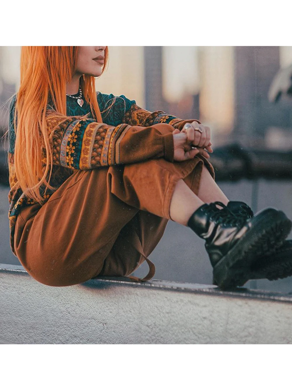 Chritmas Sweaters For Women Retro Chic Splicing Color Hoodies Young Girls Winter Crop Tops Knitted Short Female Sweater