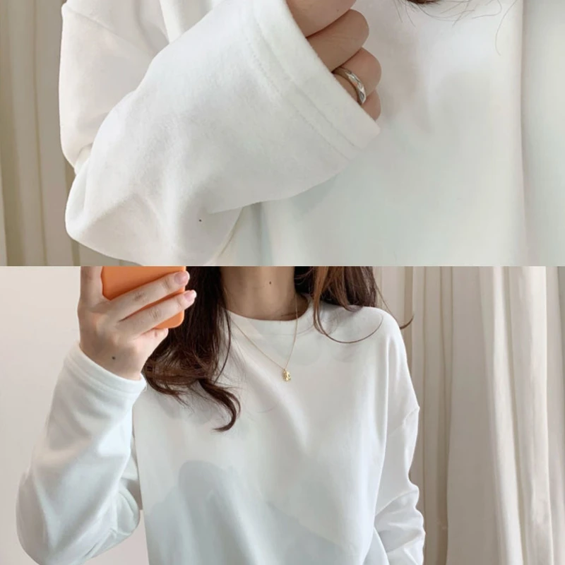 Белая рубашка для женщин Новинка весна-осень футболка с длинным рукавом