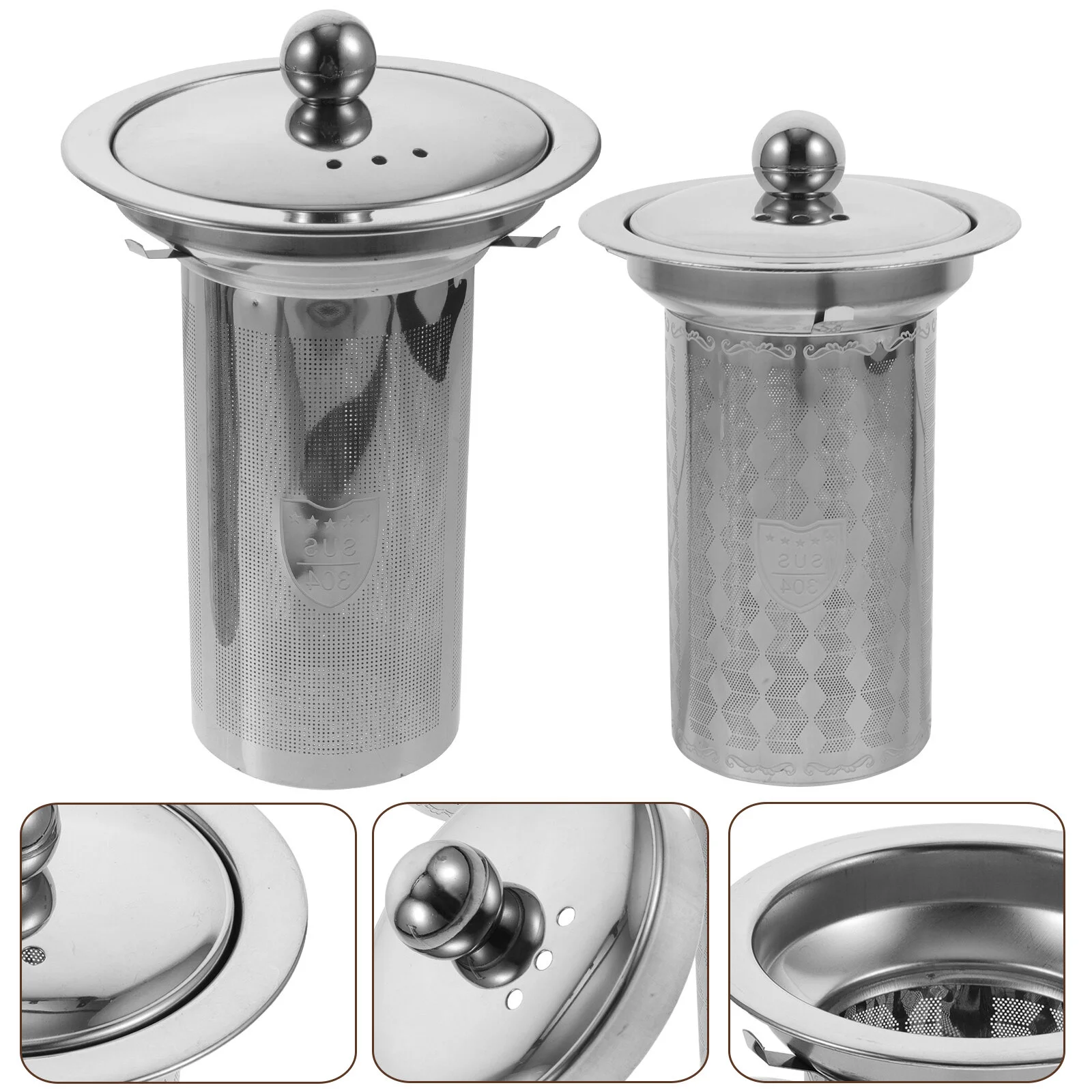 

2 Pcs Replacement Tea Filter Strainer Teapot Coffee Filters Brewer Loose Stainless Steel Kettle Infuser