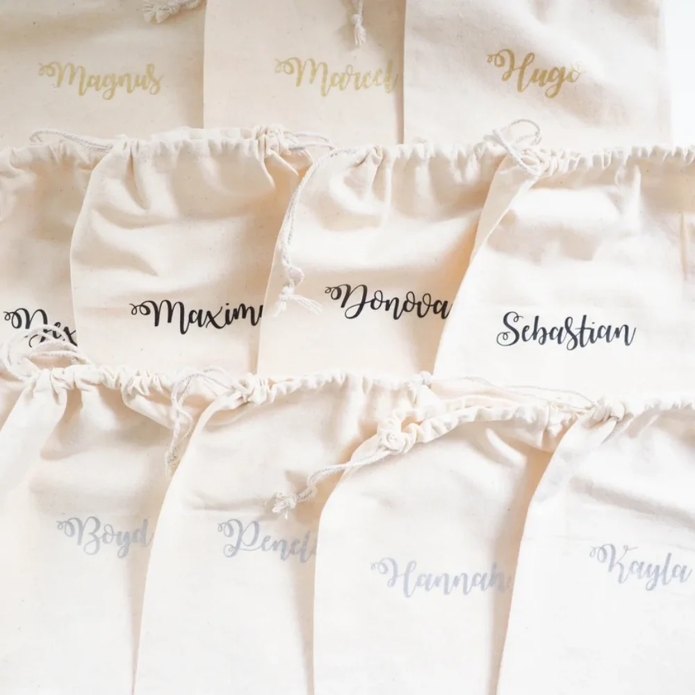 20 шт. персонализированные сувенирные сумки с текстом хлопковые мешочки на шнурке