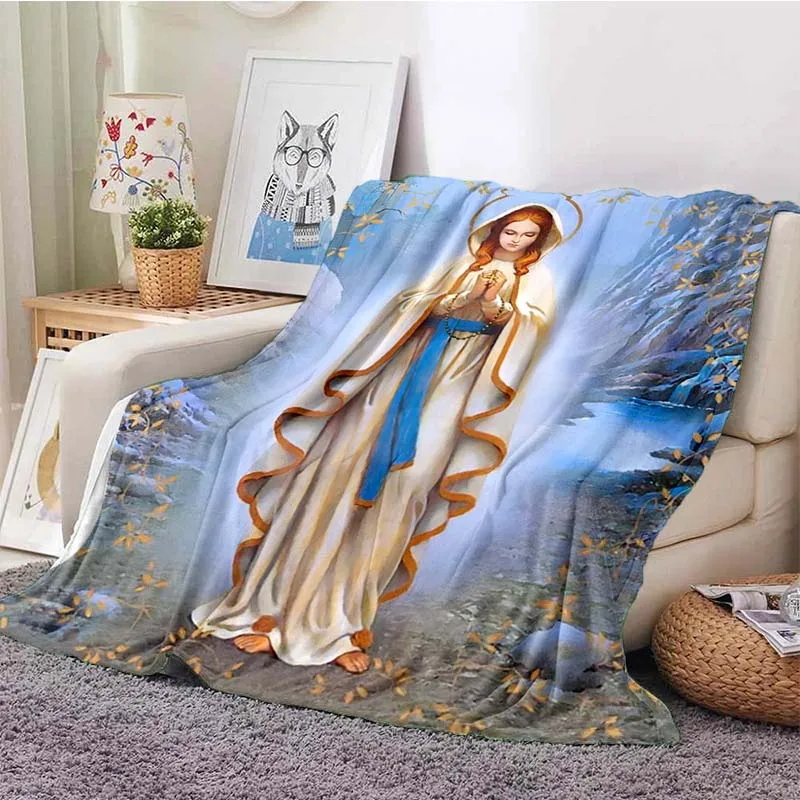 

Virgin Mary Jesus Blanket Cover Christ Blankets for Beds Sofas Ultra-Soft Bed Sheet Warm Bedspread Bedding Queen Size Room Decor