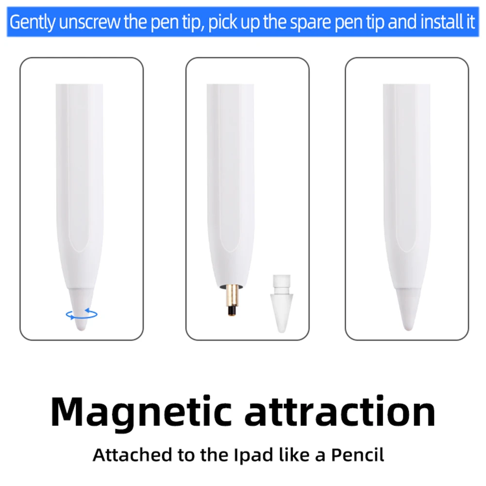 Стилус для Apple Pencil iPad 2018-2024 емкостный стилус с чувствительностью наклона