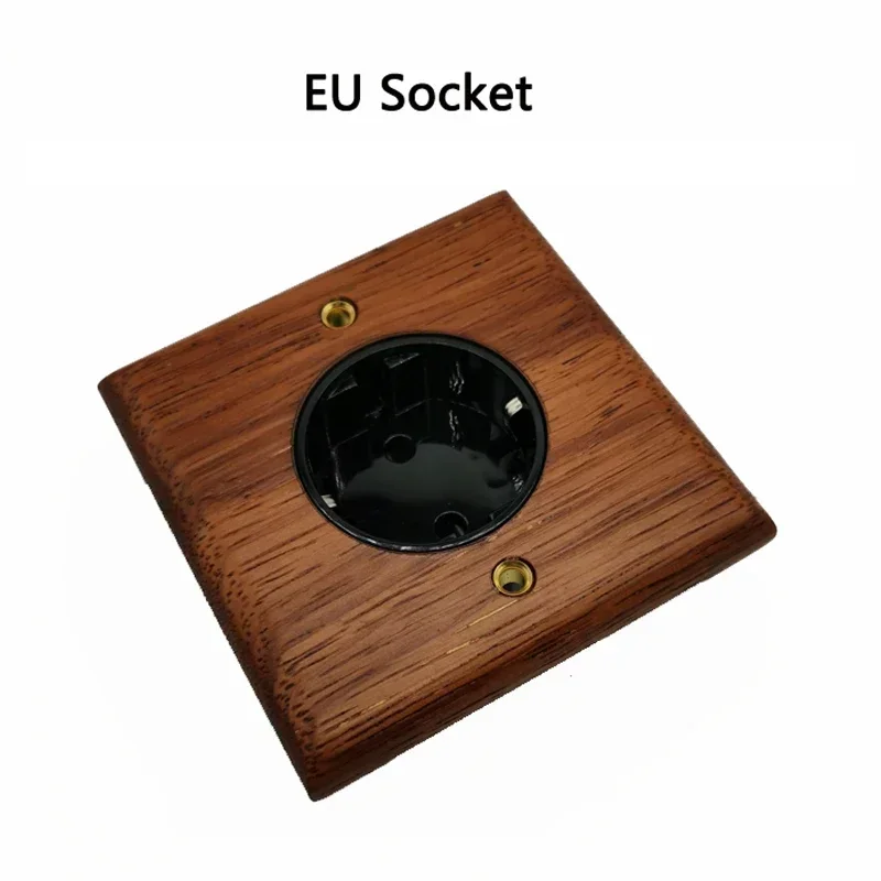 Панель из твердой древесины типа 86, 1-4 клавиши, 2 канала, настенный светильник в стиле ретро, латунный переключатель, под дерево, европейская розетка