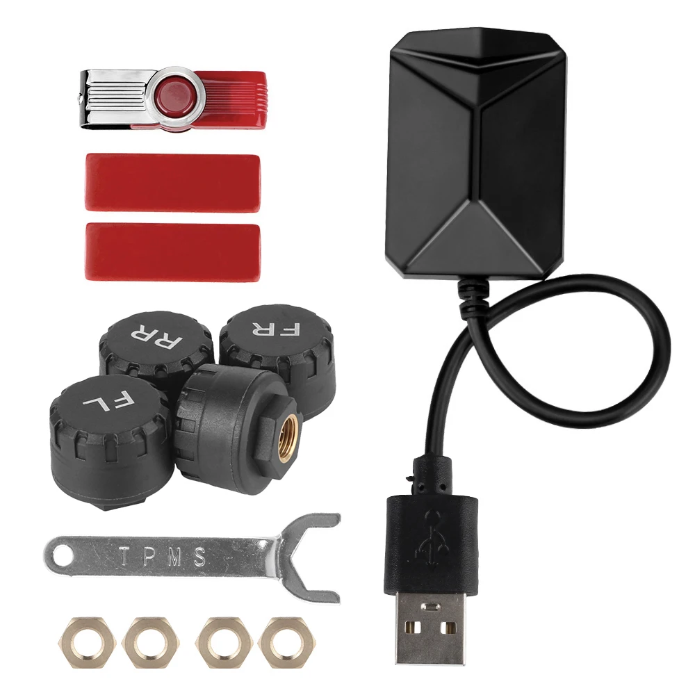 

Система Мониторинга Давления В Шинах (TPMS) Для Автомобилей С 4 Датчиками Давления, Беспроводная, USB, Для Android-навигаторов