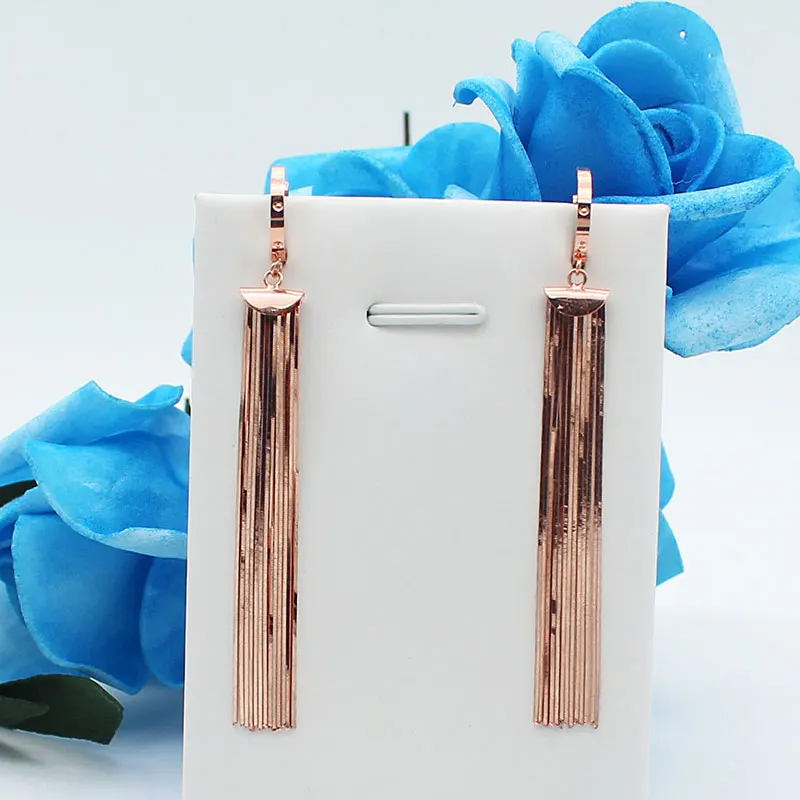 

Женские длинные серьги-кисточки из розового золота 14 к