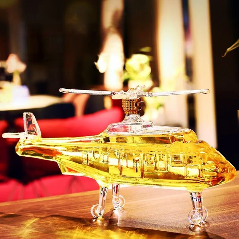 750ml novità a forma di elicottero design trasparente whisky decanter bottiglia di vino da bar senza piombo per liquore Scotch Bourbon