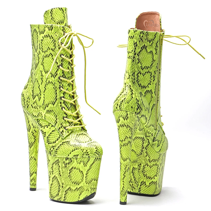 Leecabe 20CM/8inch Snake PU upper Exotic fashion trends high heel platform Pole Dance boot